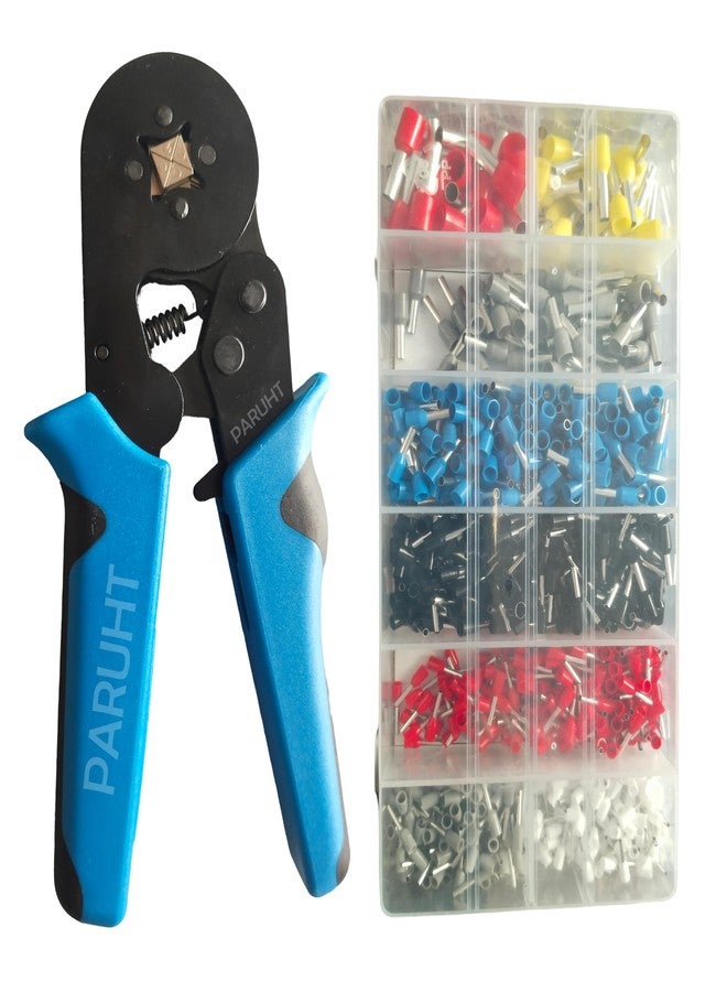 PARUHT Ferrule Crimping Tool Kit, Crimper Plier with 1200-Pcs Wire End Ferrules Adjustable Rachet Tool Kit for AWG 23-7 Electrical Wire Connectors, 0.25-10mm² Black FTC-2510 - Image 2